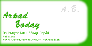 arpad boday business card